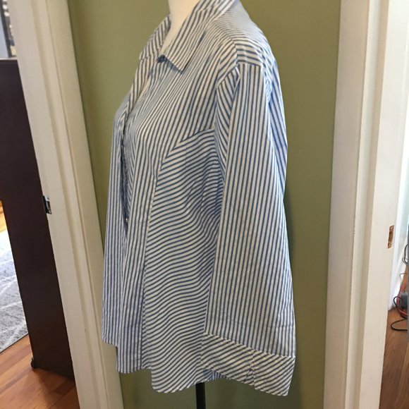 Lee Riders Blue Stripe Shirt Blouse Top Cotton size 1X - Picture 3 of 7